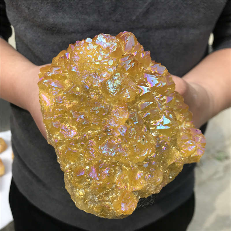 1.25kg Electroplate Rainbow cluster quartz crystal mineral specimen reiki healin