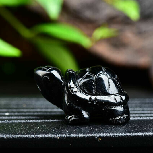 1.5" Top Natural obsidian Quartz hand carved Crystal tortoise reiki healing .1pc