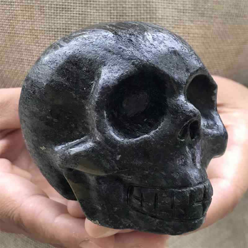 0.56kg Natural black jade quartz skull carved Quartz Crystal skull Healing