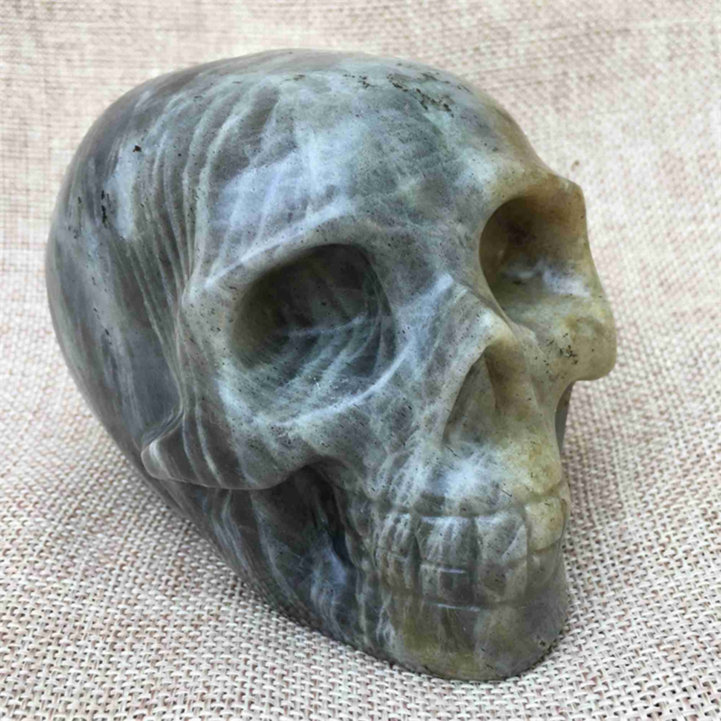 Natural Labradorite Skull,Quartz Crystal Skull,Hand Carved,Home