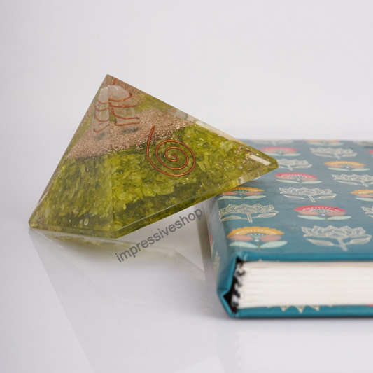 XL Peridot Orgone Pyramid Gemstone  Reiki Crystal Healing Free Shipping
