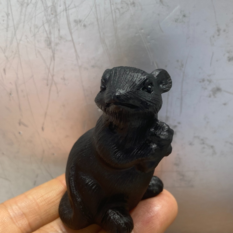 TOP  Natural obsidian quartz animal hand carved crystal healing  1PC