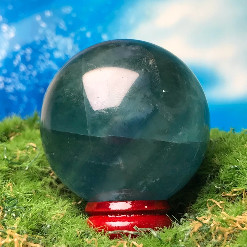 193G Natural Blue Fluorite Quartz Crystal Ball Sphere Polished Mineral Healing