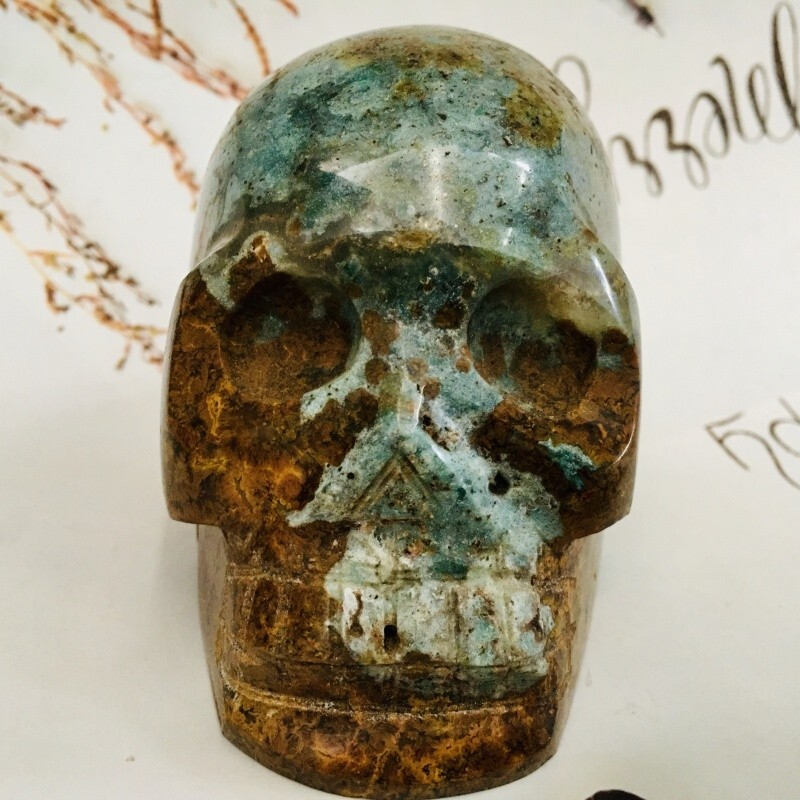0.87kgOcean Jade Skull Home Decoration Products Crystal