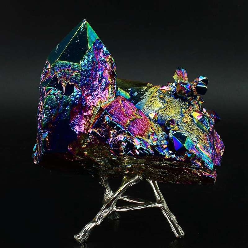 610g Colourful Crystal Cluster Quartz Mineral Specimen Decoration Electroplate