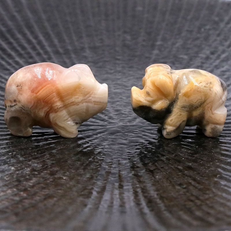 Natural Colorful Quartz Mini Crystal Piggy Animal Carved Chakra Gemstone Decor