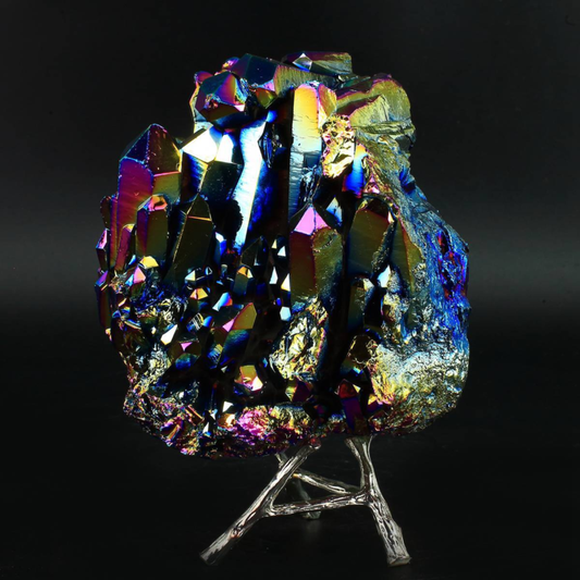 1058g Colourful Crystal Cluster Quartz Mineral Specimen Decoration Electroplate