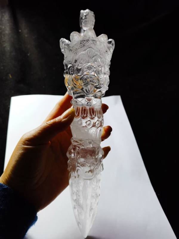 Giant Tibetan High Altitude Clear Quartz Crystal Amulet Dorje Vajra Phuba 10.2&apos;&apos;