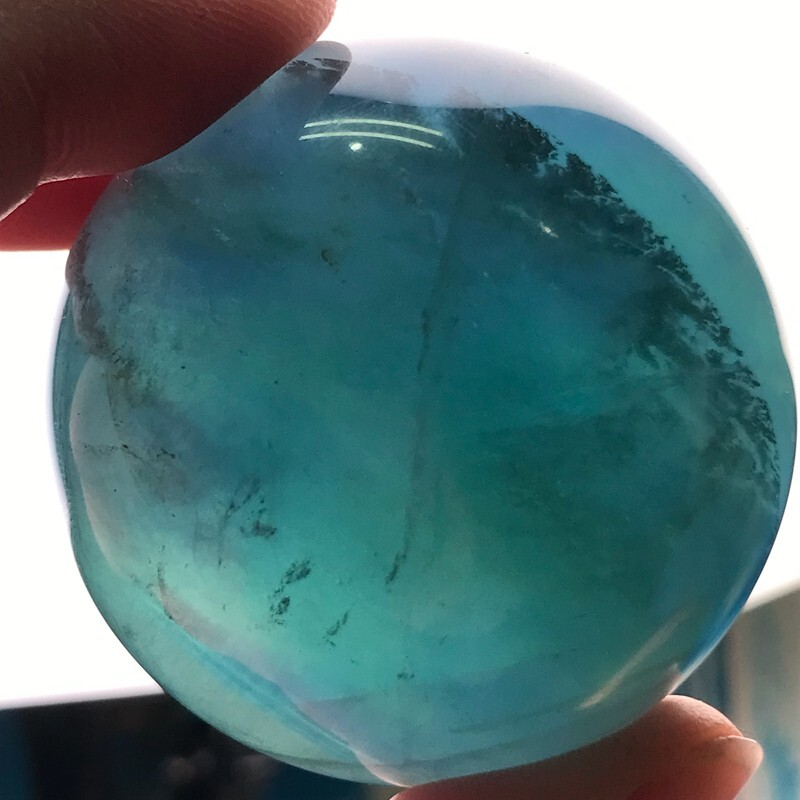 193G Natural Blue Fluorite Quartz Crystal Ball Sphere Polished Mineral Healing