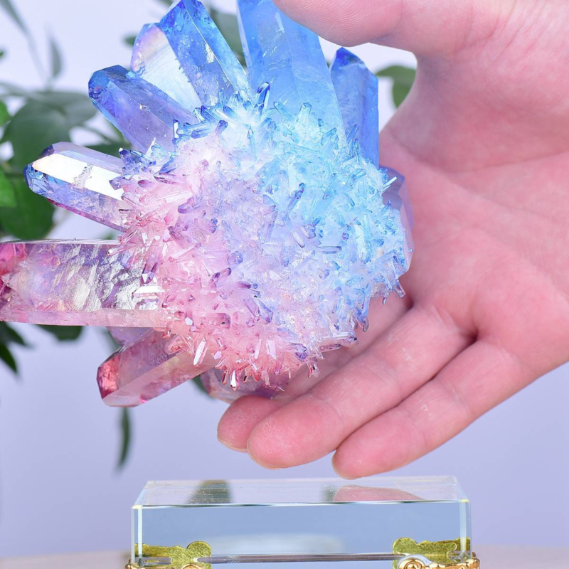 1.49LB Electroplated Color Crystal Cluster Crystal Mineral Reiki Healing