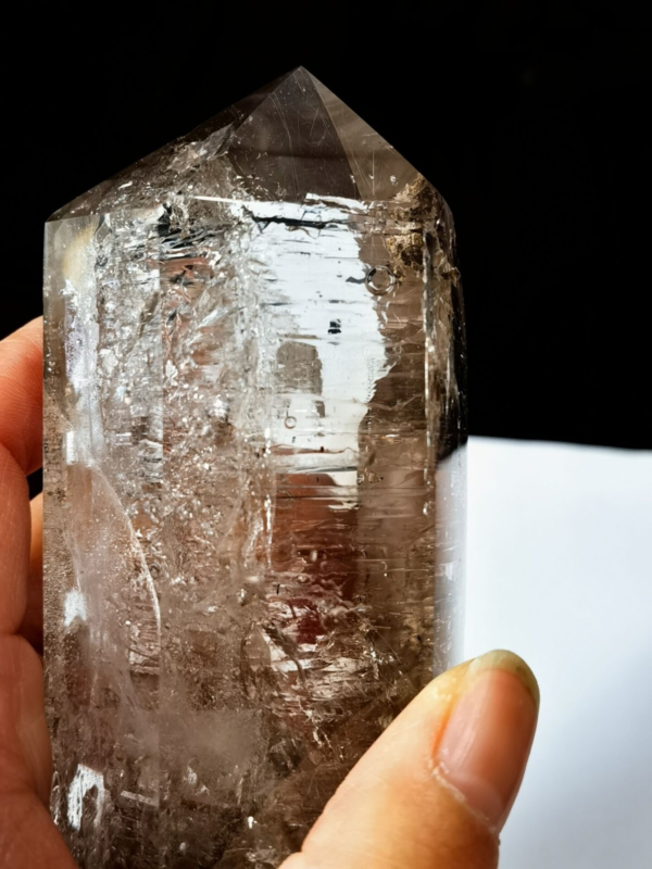 Tibetan Clear Crystal Quartz Point w 3 Visible Moving Bubbles Enhydro  4.64 in