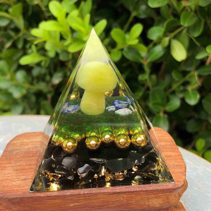 5cmAogen Energy Natural Obsidian Gravel Mushroom Pyramid Healing Meditation