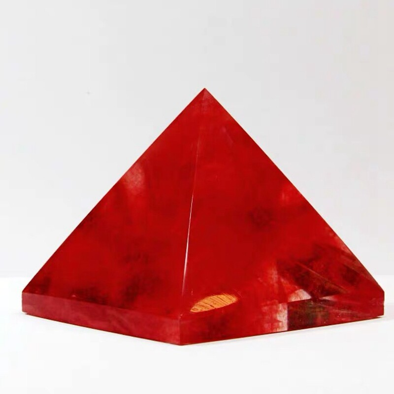 Natural Red Smelting Gemstone Pyramid Energy Quartz Crystal Tower Gem Healing