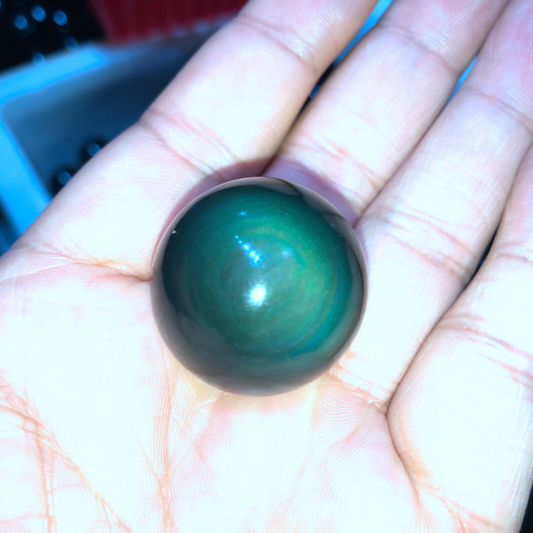 Rainbow Natural Unique Cats Eye Obsidian Quartz Crystal Sphere Ball