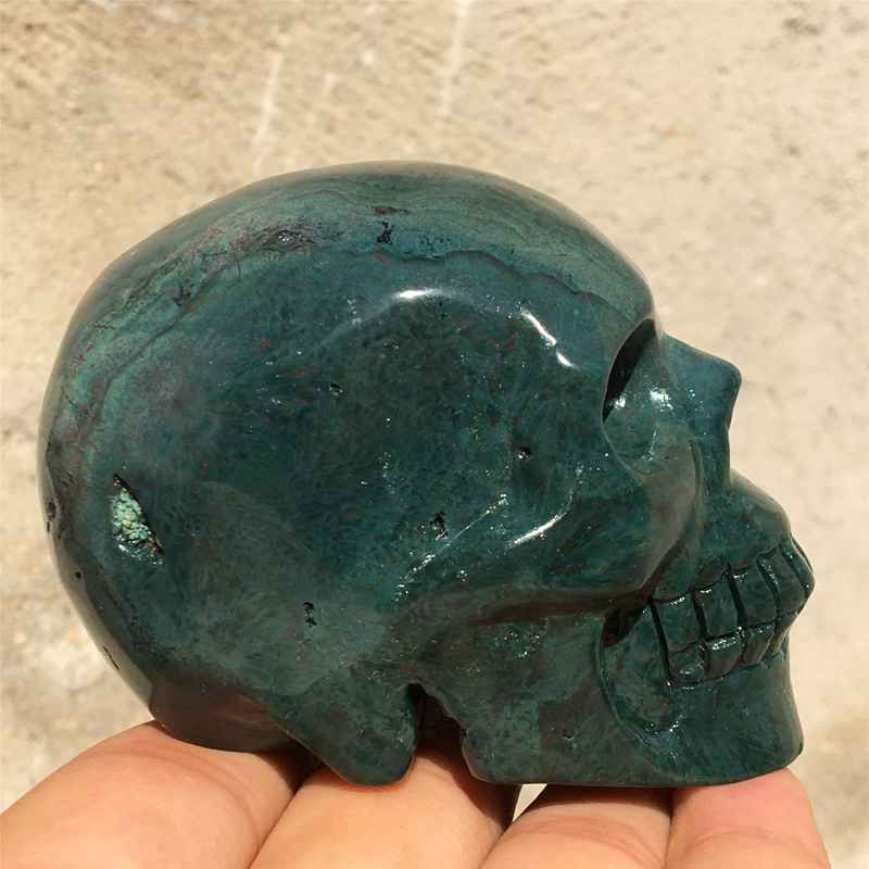 0.34kg Natural agate skull carved Quartz Crystal skull Healing