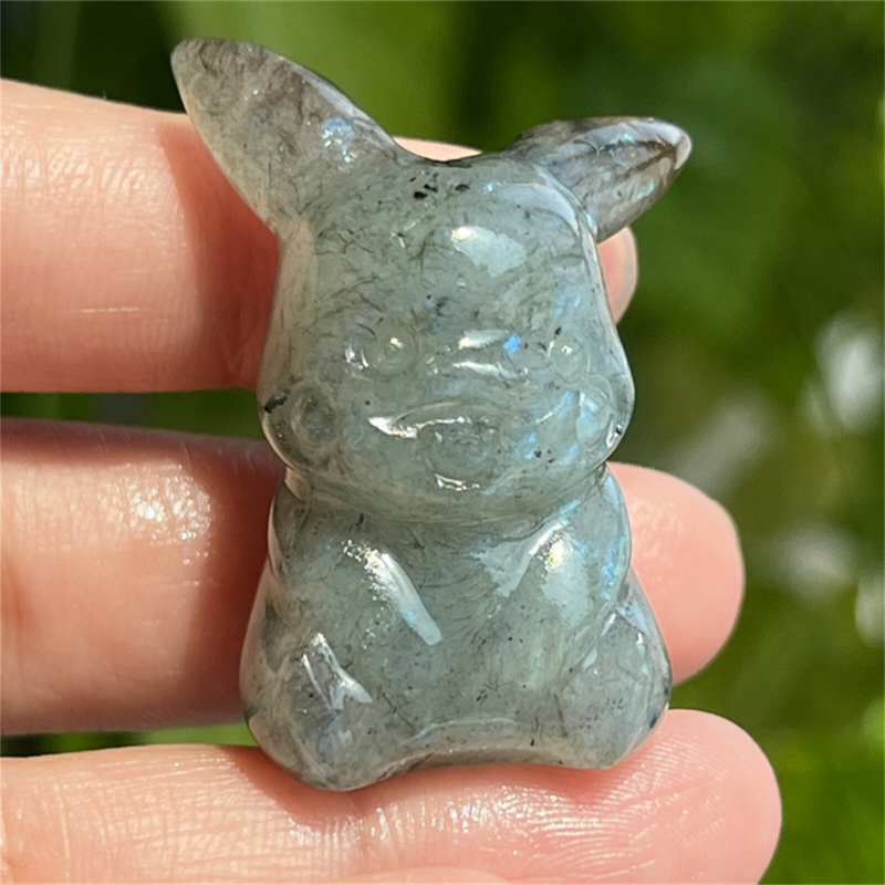 1.5" Natural quartz carved Pikachu skull Quartz crystal skull reiki healing
