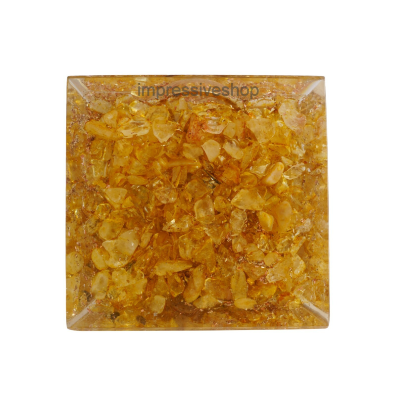XL Citrine Orgone Pyramid Gemstone Reiki Crystal Healing Free Shipping