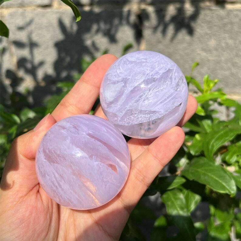 ,Pink Clear Melting stone sphere quartz reiki healing augury Crystal gifts 1pc