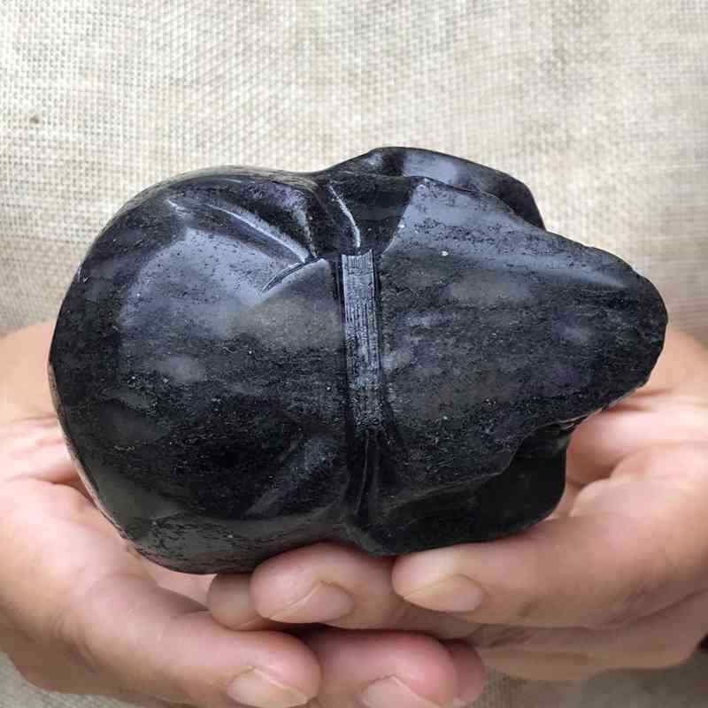 0.46Kg Natural black jade quartz skull carved Quartz Crystal skull Healing