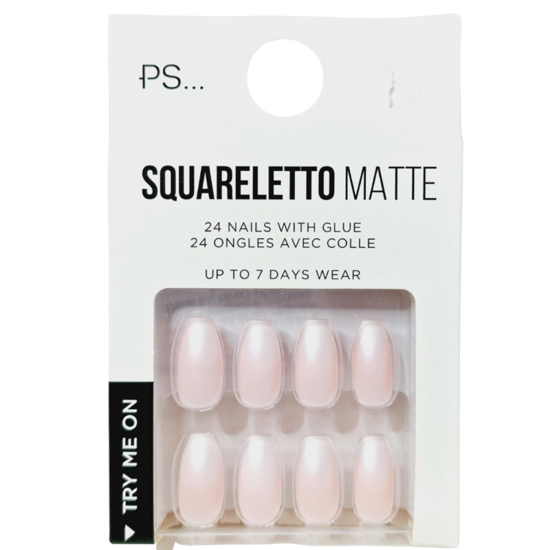 False Nails Press On Fake Tips Stick Coffin Square Full Cover Primark Glue 24pk