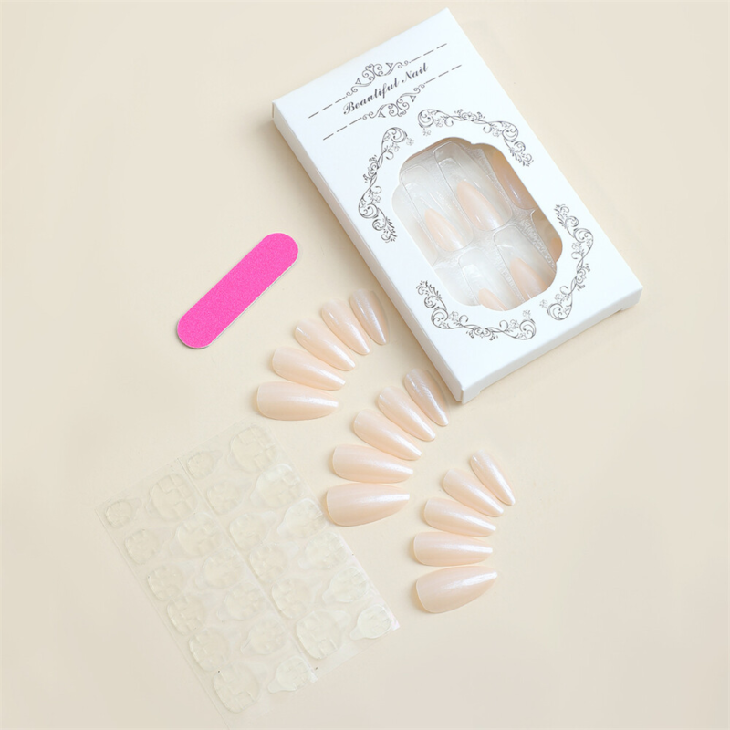 Shimmer Mirror Metal False Nail Medium Almond Press on Nails for Nail Art 24pcs
