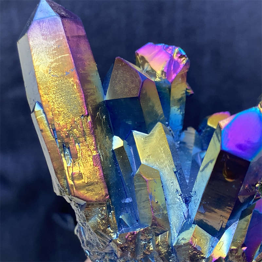 380g Electroplate Rainbow cluster quartz crystal mineral specimen reiki healing