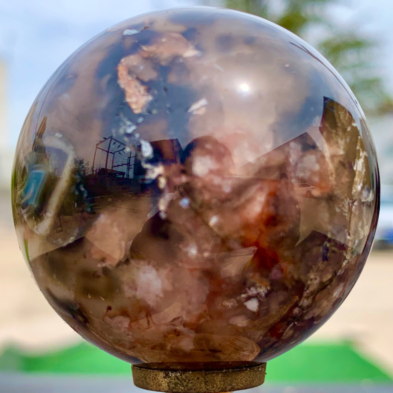 146G Natural Sakura Agate Quartz Sphere healing ball Specimen
