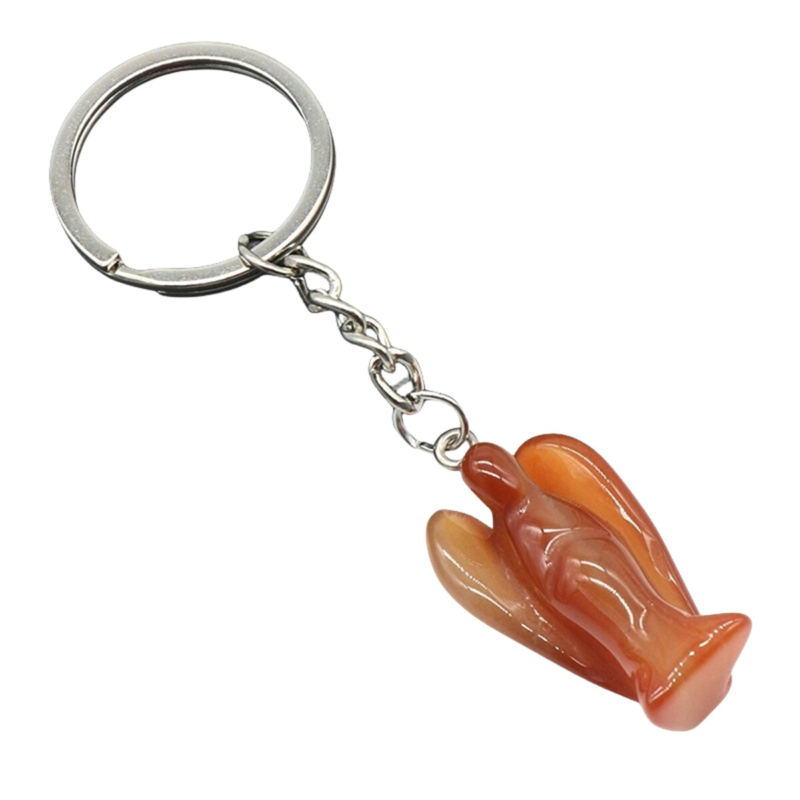 Natural Crystal Angel Keychain Healing Energy Pendant for Women Men