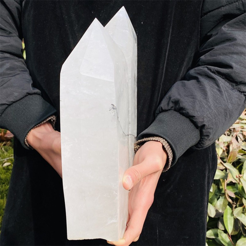 8390g Natural  White Quartz Obelisk Crystal Wand Point Healing Mineral Stone