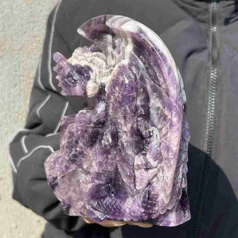 1.74kg Natural dreamy amethyst Dragon Castle carved Quartz Crystal skull Healing