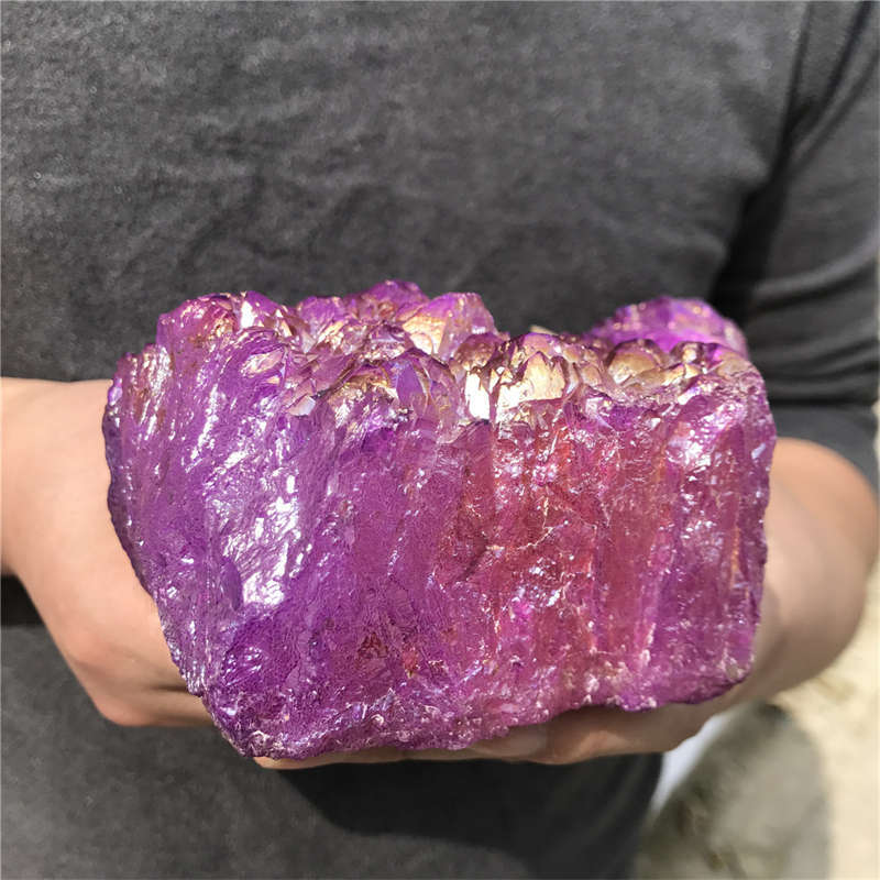 1.3kg Electroplate Rainbow cluster quartz crystal mineral specimen reiki healing