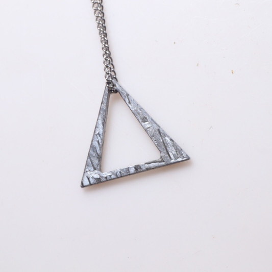 Meteorite pendant,Muonionalusta iron meteorite triangle Necklace pendant