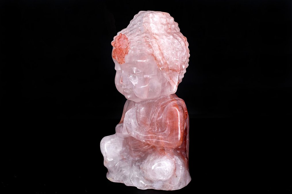 Wonderful finely detailed Hematoid Quartz buddha - Height: 14.9 cm - Width: 8.3 cm- 1000 g