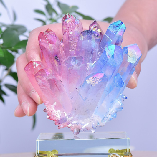 1.43LB Electroplated Color Crystal Cluster Crystal Mineral Reiki Healing