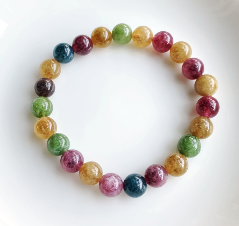 8.3mm2Natural Color Tourmaline Crystal Women's Beads BraceletAAA