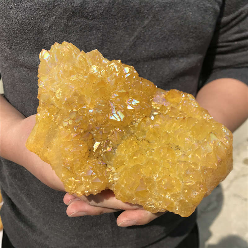 1.26kg Electroplate Rainbow cluster quartz crystal mineral specimen reiki healin