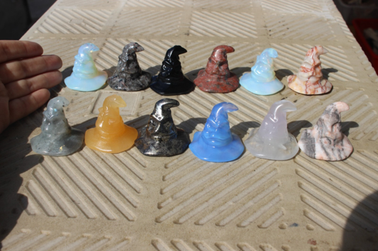 12pcs 3.5cm natural many kinds of materials quartz carved hats