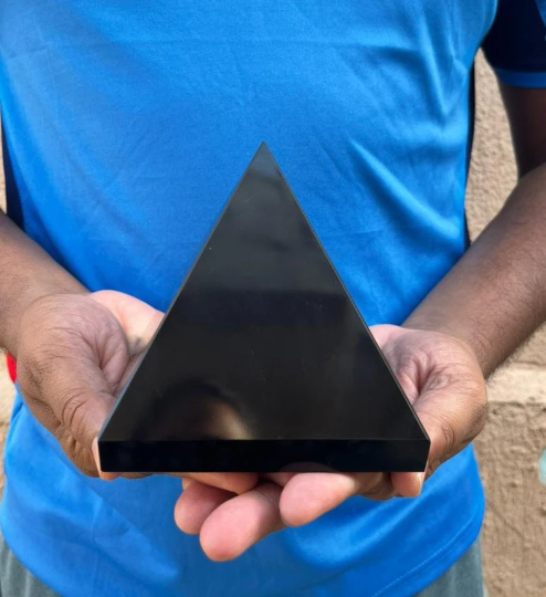Natural Large Black Tourmaline 115MM Pyramid Crystal Reiki Healing Root Chakra
