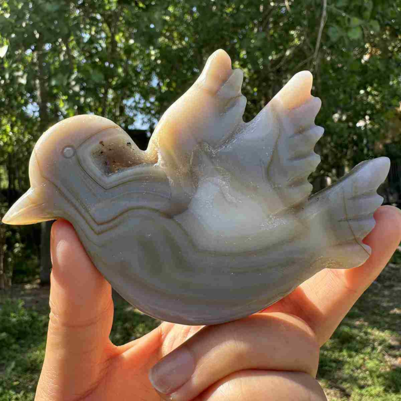 145g natural agate hand carved bird skull quartz crystal cluster reiki