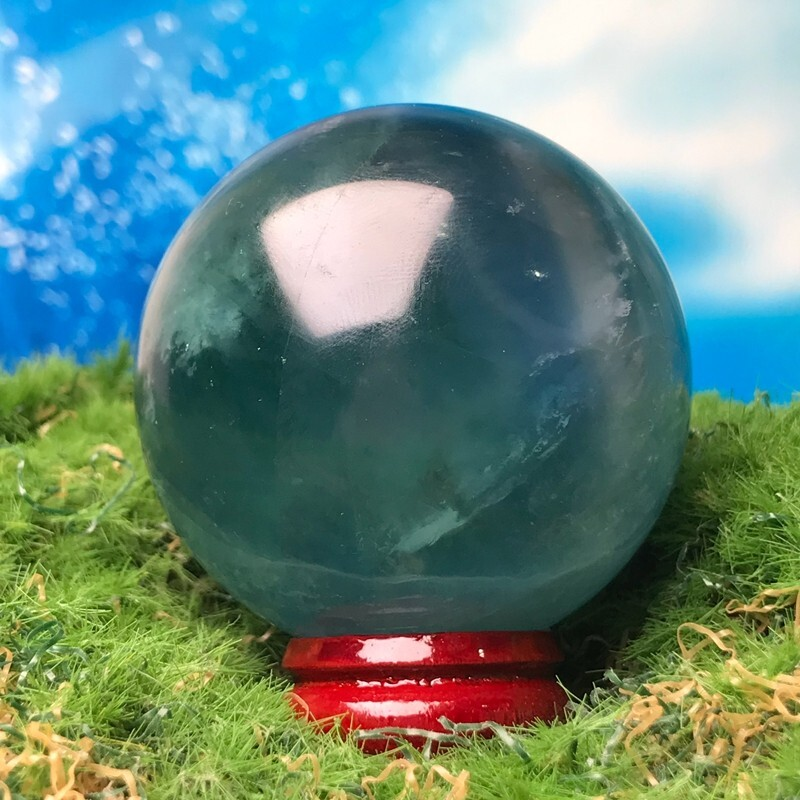 193G Natural Blue Fluorite Quartz Crystal Ball Sphere Polished Mineral Healing