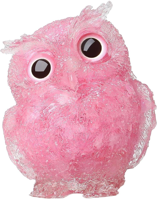 Rose Quartz 2.4" Owl Statue Natural Healing Crystal Cute Owl Animal Pink Figurin