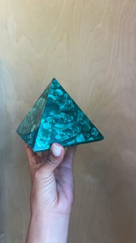 Natural Large Malachite pyramid, malachite sculpture, Extra Quality large Cube