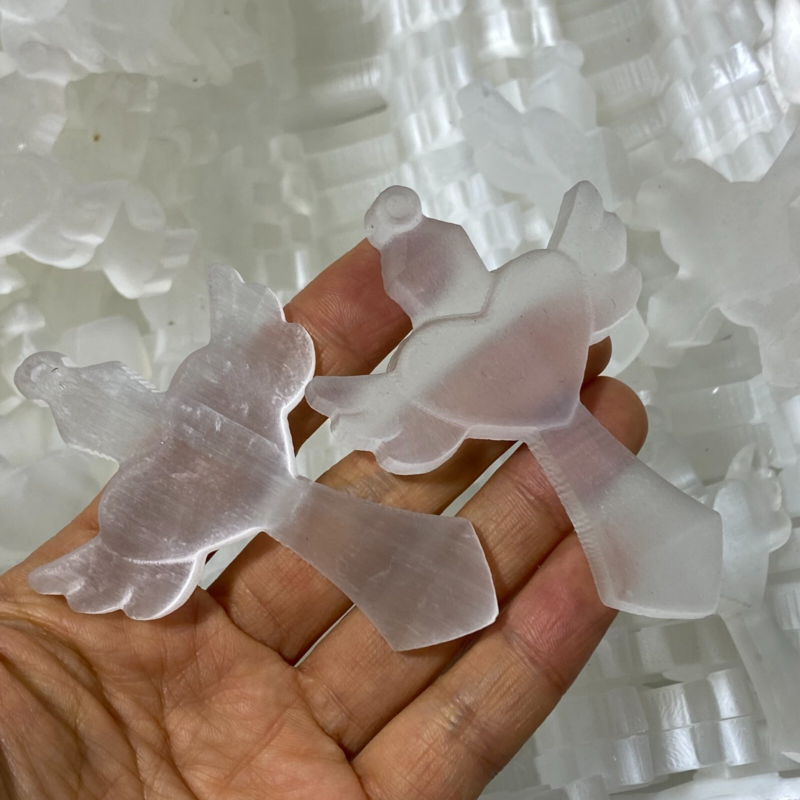 Natural Gypsum Selenite Cross  Hand Carved Quartz Crystal Reiki healing 1PC