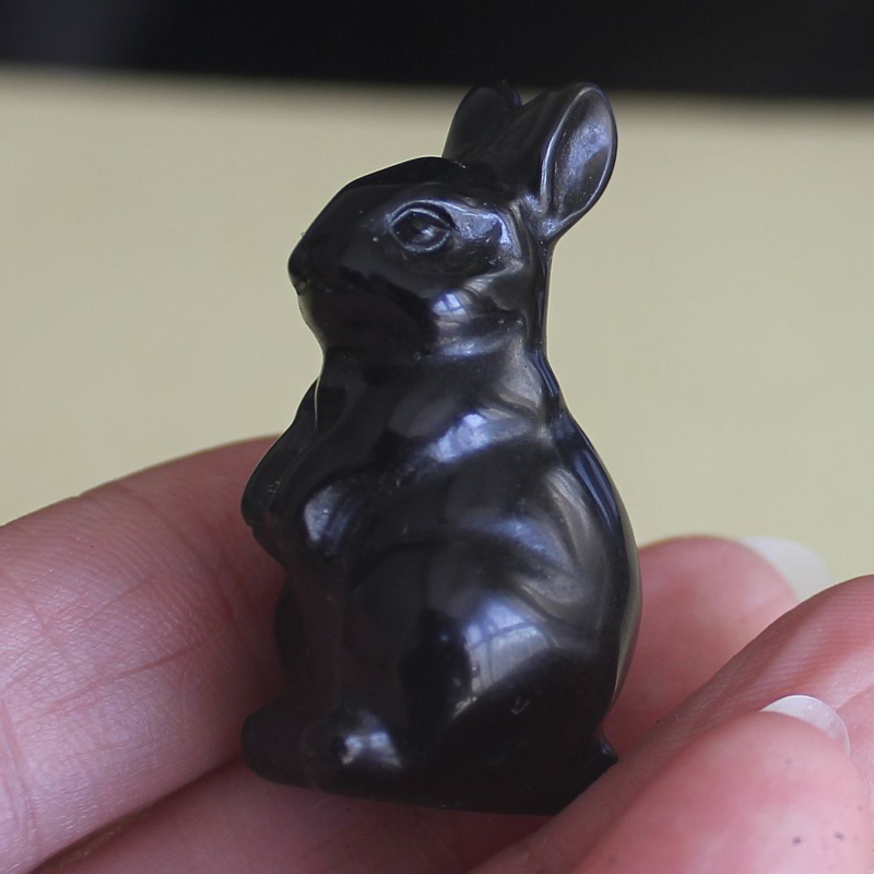 Carved gemstone crystal rabbit bunny figurine animal carving home decor 1.5&apos;&apos;