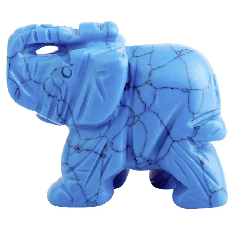 Natural Quartz Crystal Skull Carved Elephant Healing Gemstone Animal Sculpture