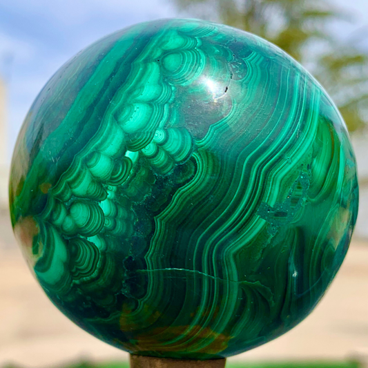 1.15LB Natural malachite egg quartzcrystal energy ball reiki healing