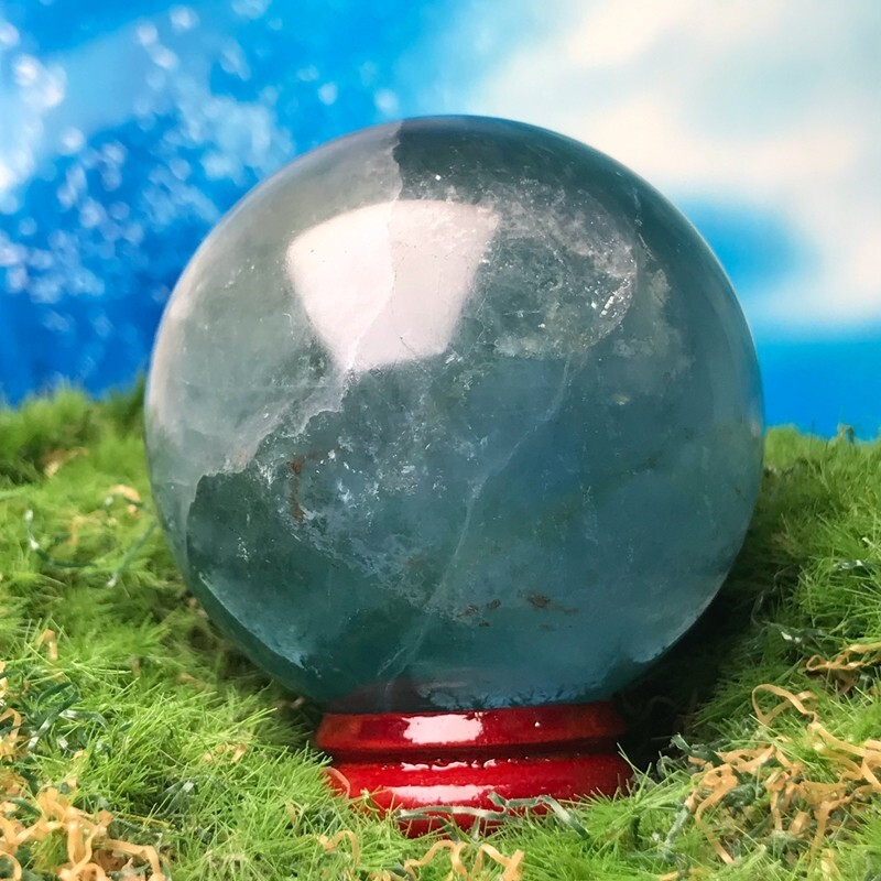 193G Natural Blue Fluorite Quartz Crystal Ball Sphere Polished Mineral Healing