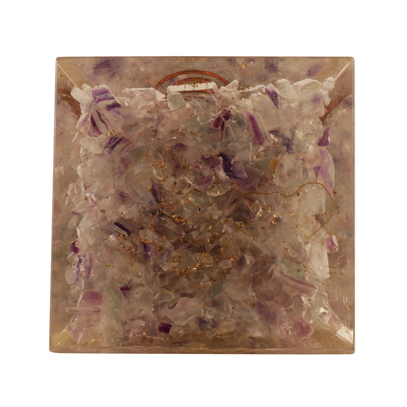 FLUORITE ORGONE GEMSTONE PYRAMID ORGONITE FREE SHIPPING