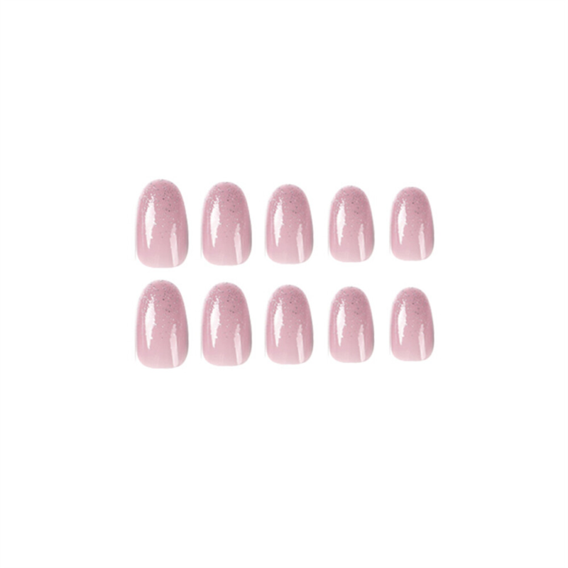Diamond Pink Winter False Nail Short Almond Press on Nails for Nails Art 24pcs