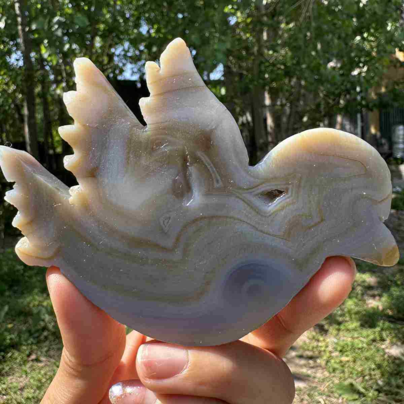 145g natural agate hand carved bird skull quartz crystal cluster reiki
